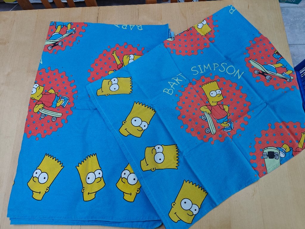 Dekbedovertrek Simpsons 1 persoonsbed met kussensloop, Gebruikt, Blauw, Dekbedovertrek, Katoen