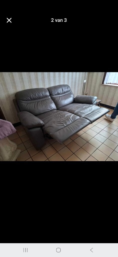 Zetels 2.1/2 met 2 relaxen op elektriciteit  en  2 zit, Ophalen, Gebruikt, Tweepersoons, Leer