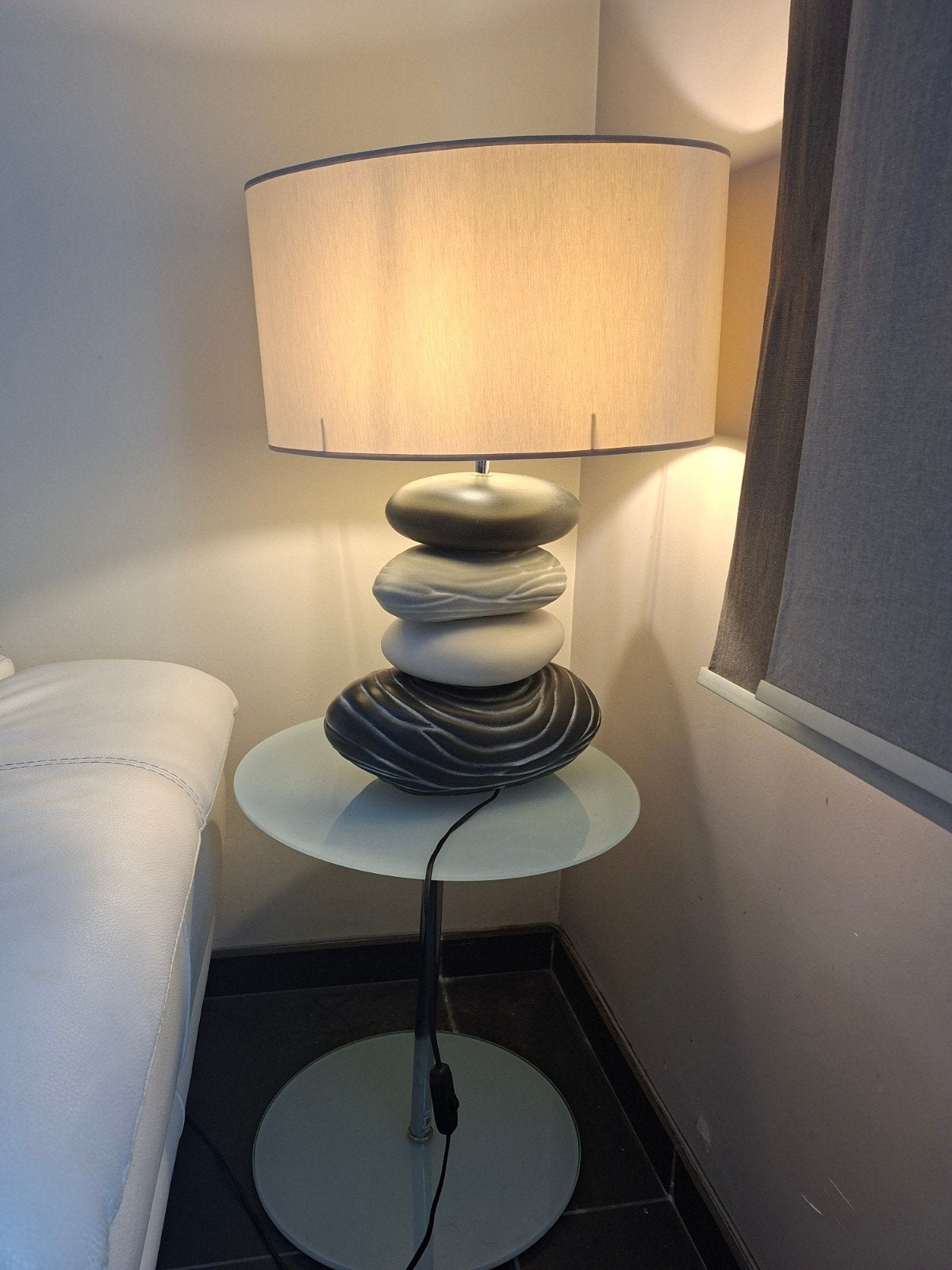 lampe et table d appoint., Maison & Meubles, Beige, Enlèvement, Verre, Lampe d'ambiance
