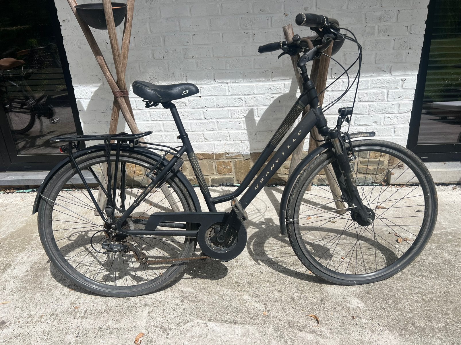 Zwarte Granville stadsfiets, Minder dan 10 versnellingen, Gebruikt, Overige maten, 50 tot 53 cm