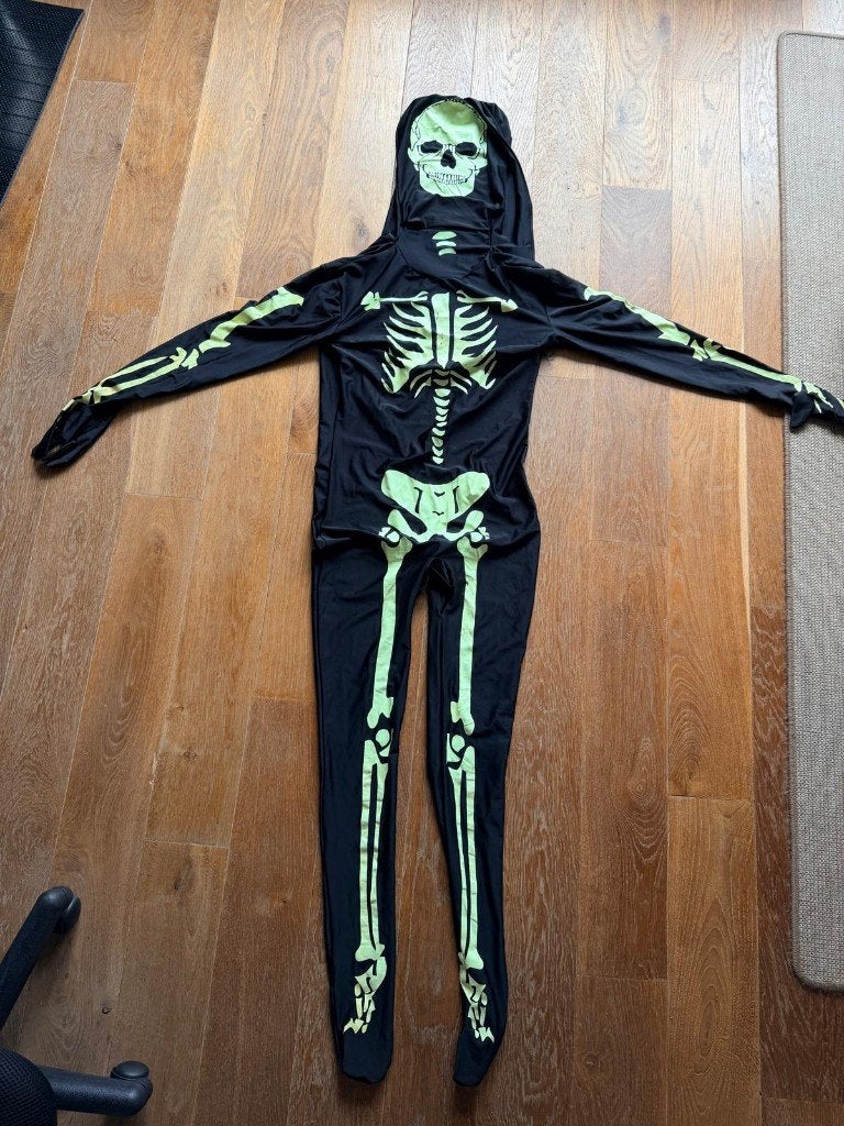 Costume squelette phosphorescent, Enlèvement, Comme neuf, Garçon ou Fille