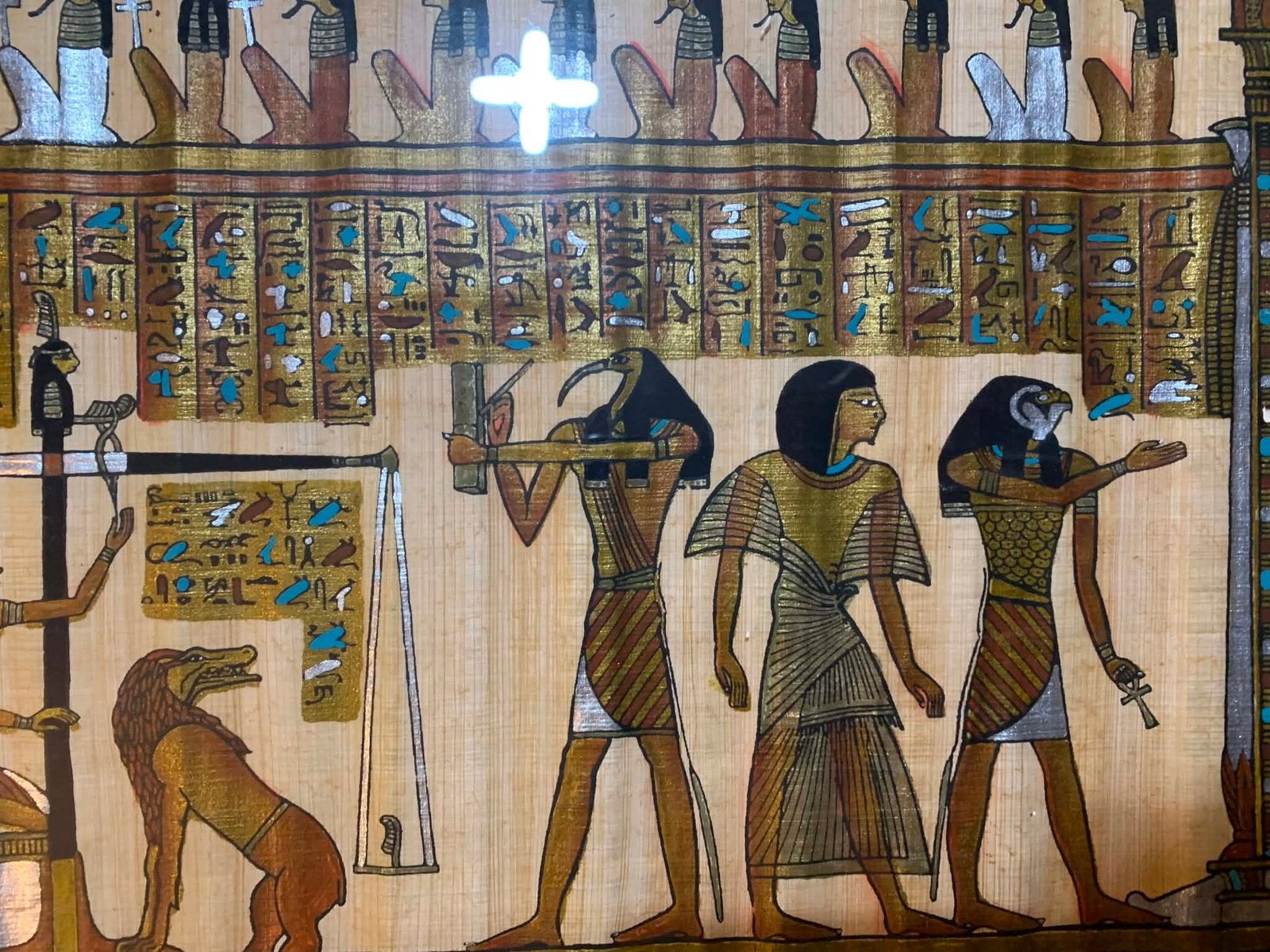 Peinture sur Papyrus du célèbre de Livres de Mort Égyptien, Enlèvement ou Envoi, Comme neuf