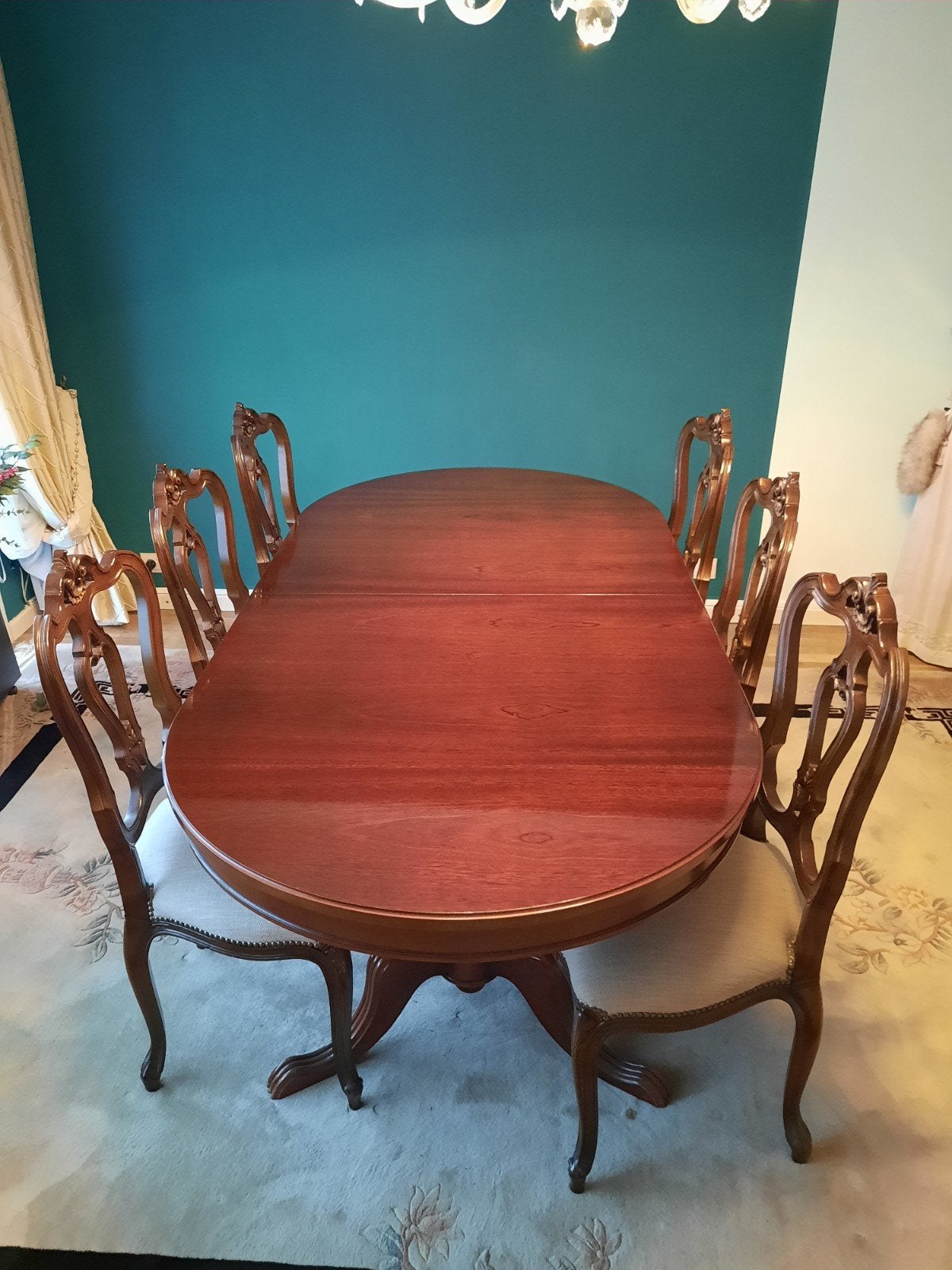 mahonie eettafel +stoelen, Antiquités & Art, Enlèvement