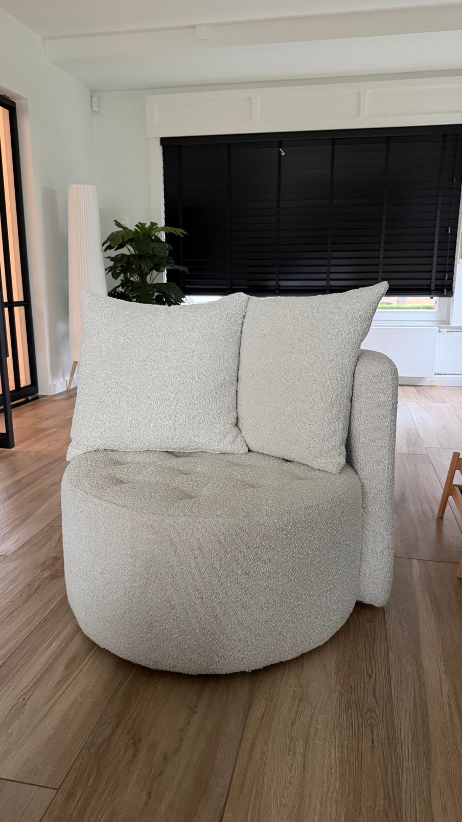 Beige Fauteuil Teddy Bouclé, Ophalen, Zo goed als nieuw, Stof