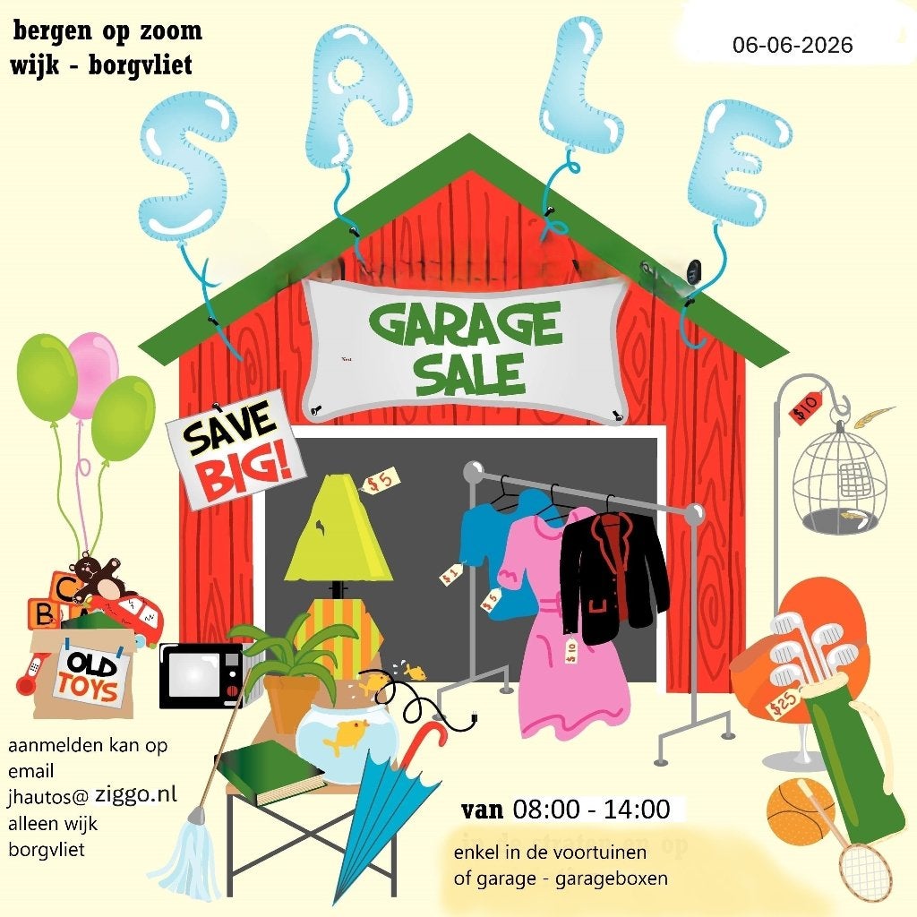 garagesale bergen op zoom nl 6-6-2026, Diversen, Rommelmarktspullen, Ophalen, Zo goed als nieuw