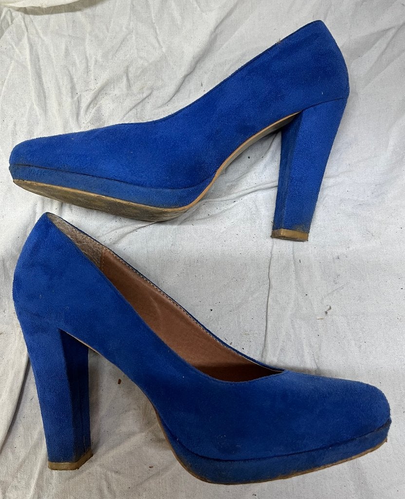 Escarpins, daim/cuir bleu, marque 2 bizzy, taille 38, 2 Bizzy, Escarpins, Comme neuf, Enlèvement