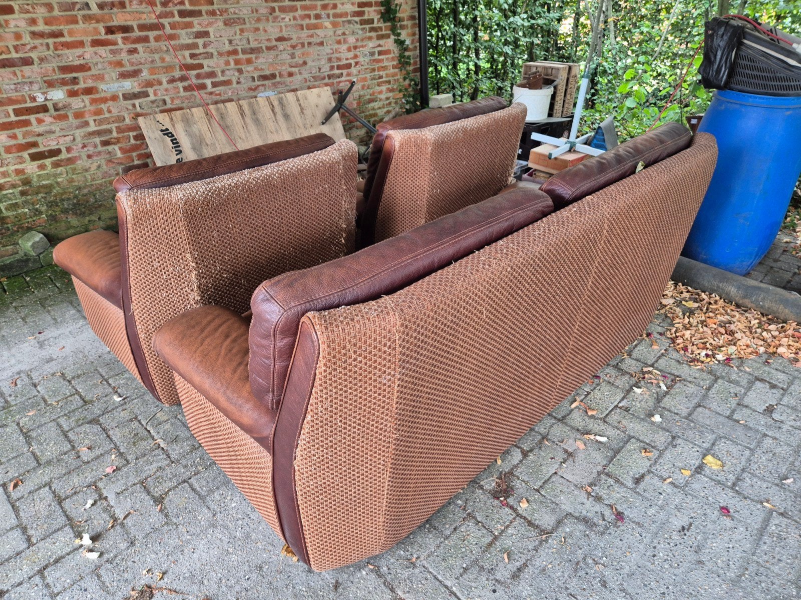 Lederen salon - 4 personen, Huis en Inrichting, Zetels | Zetels, Ophalen