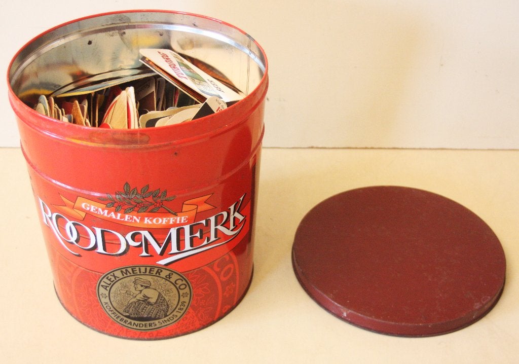 Vintage Ronde Metalen Koffiedoos Van Rood Merk / Jaren 60, Ophalen of Verzenden