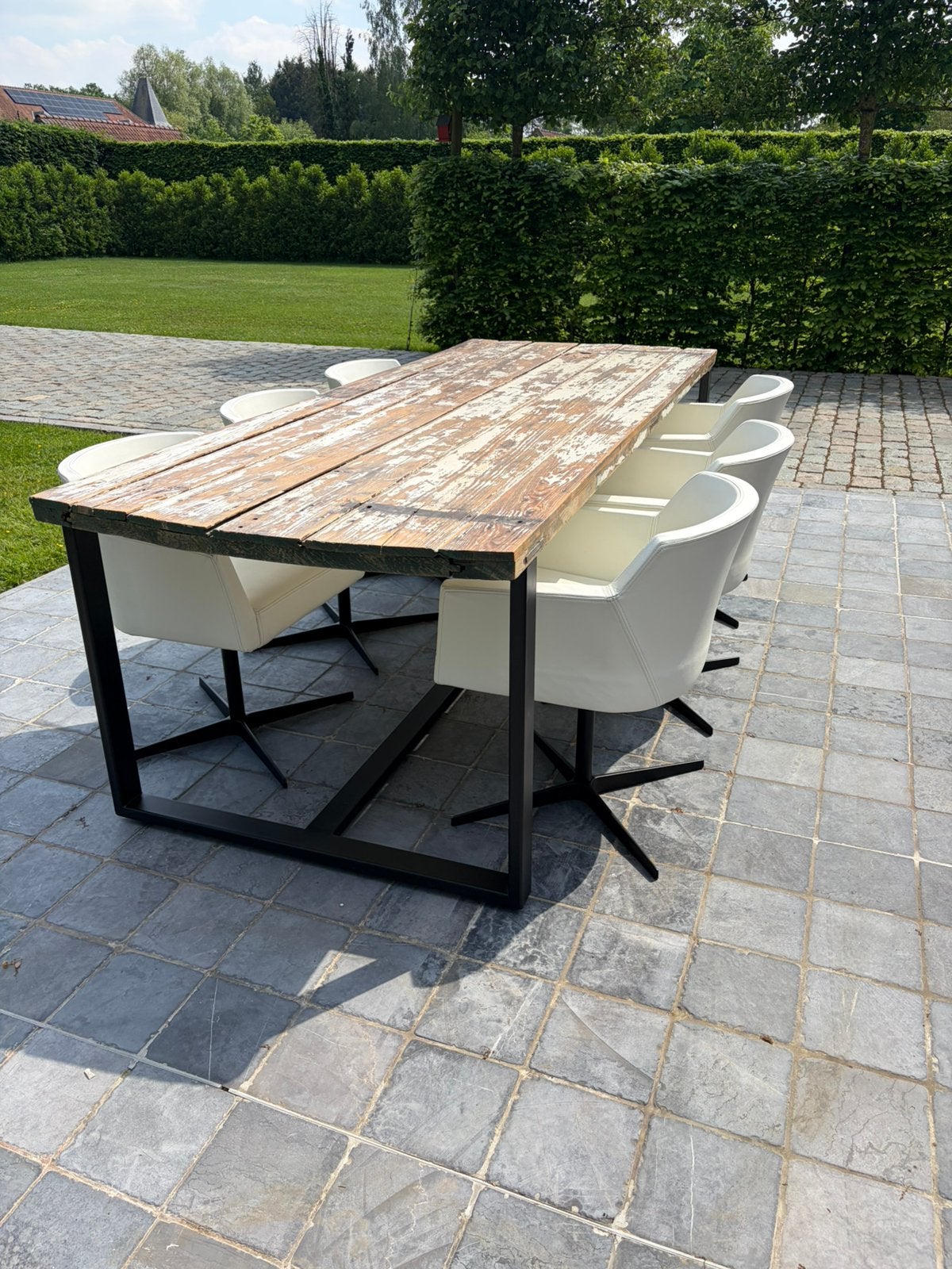 Witte lederen MOBITEC stoelen, nieuwstaat!!!, Huis en Inrichting, Stoelen, Ophalen, Zo goed als nieuw, Wit, Leer