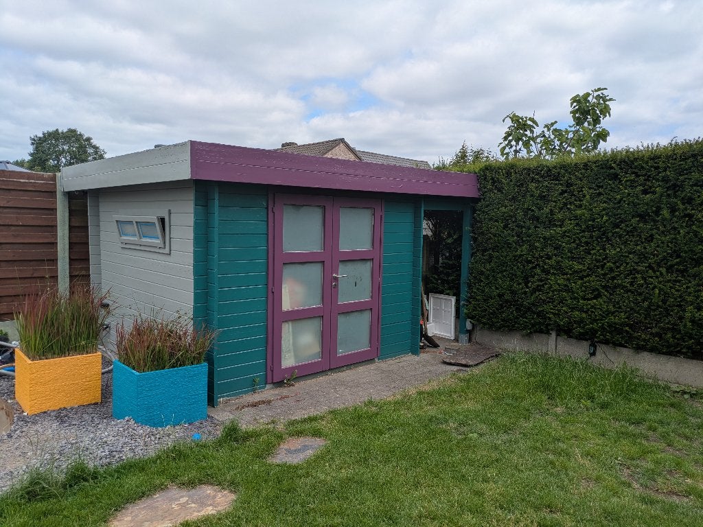 Gratis tuinhuis af te halen – 3 x 4 m met overkapping, Ophalen, Gebruikt, Tuinhuis, 1 raam