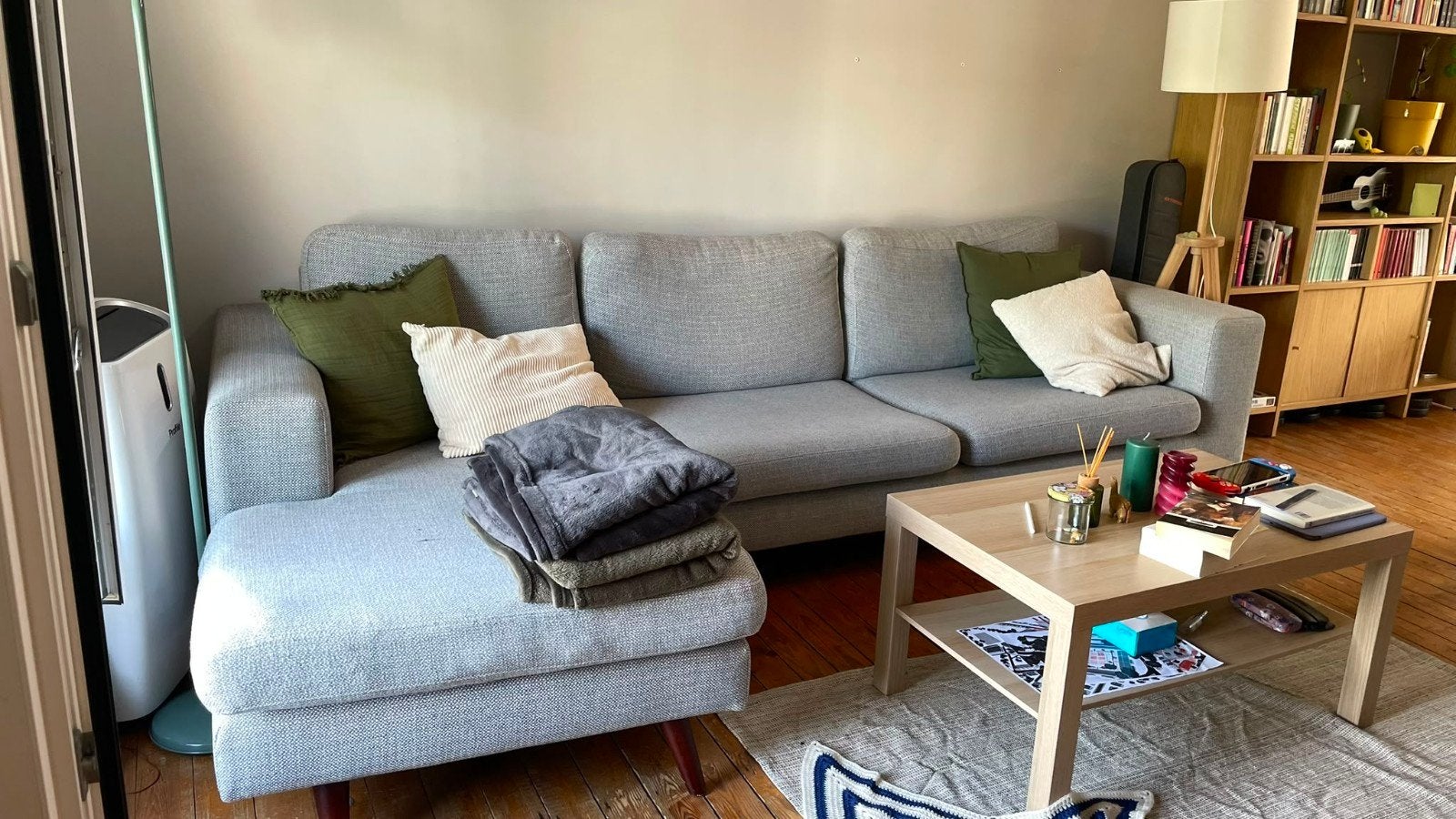 Driezitsofa met chaise longue, Ophalen, 250 tot 300 cm, Gebruikt, Driepersoons