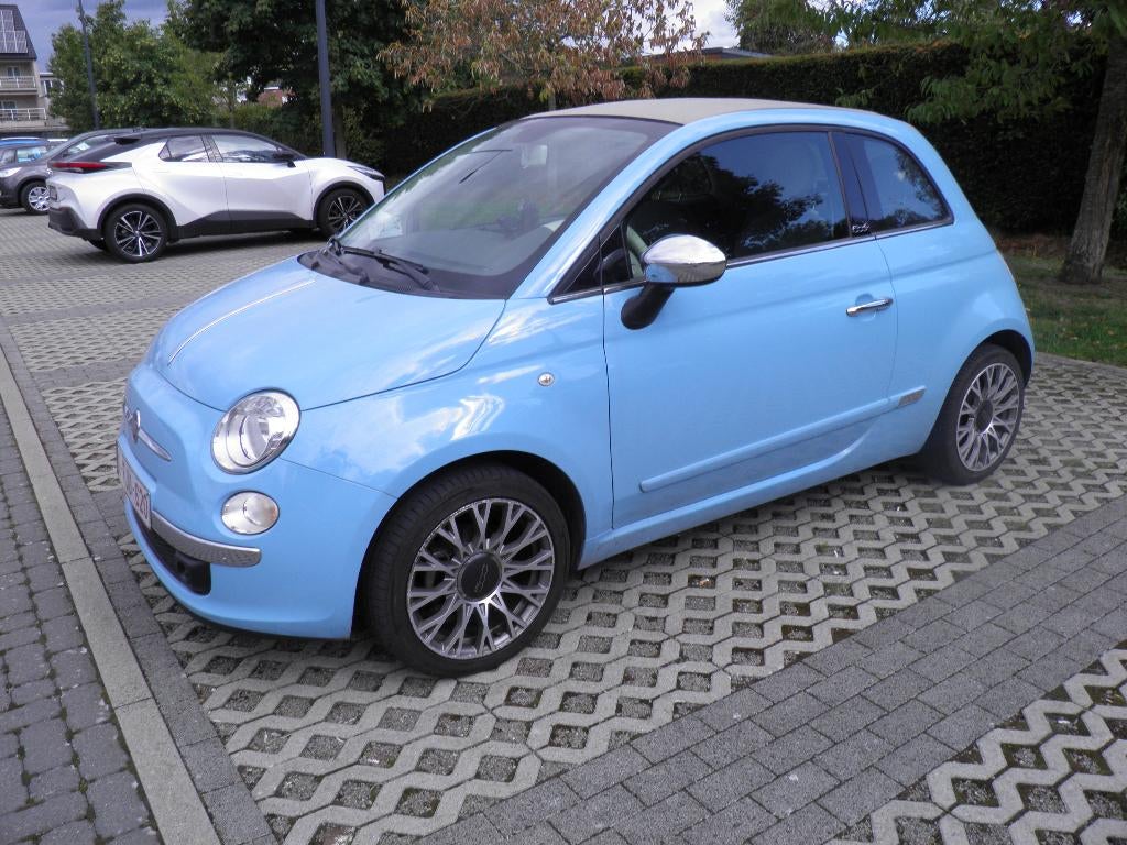 Licht blauwe Fiat 500 C, Autos, Fiat, 1242 cm³, Euro 5, Achat, Cabriolet