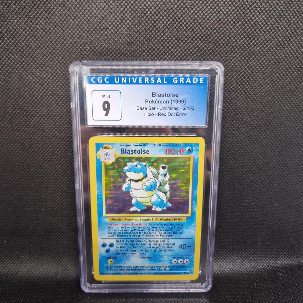 Blastoise Holo Base Set Red Dot Error CGC 9, Ophalen of Verzenden