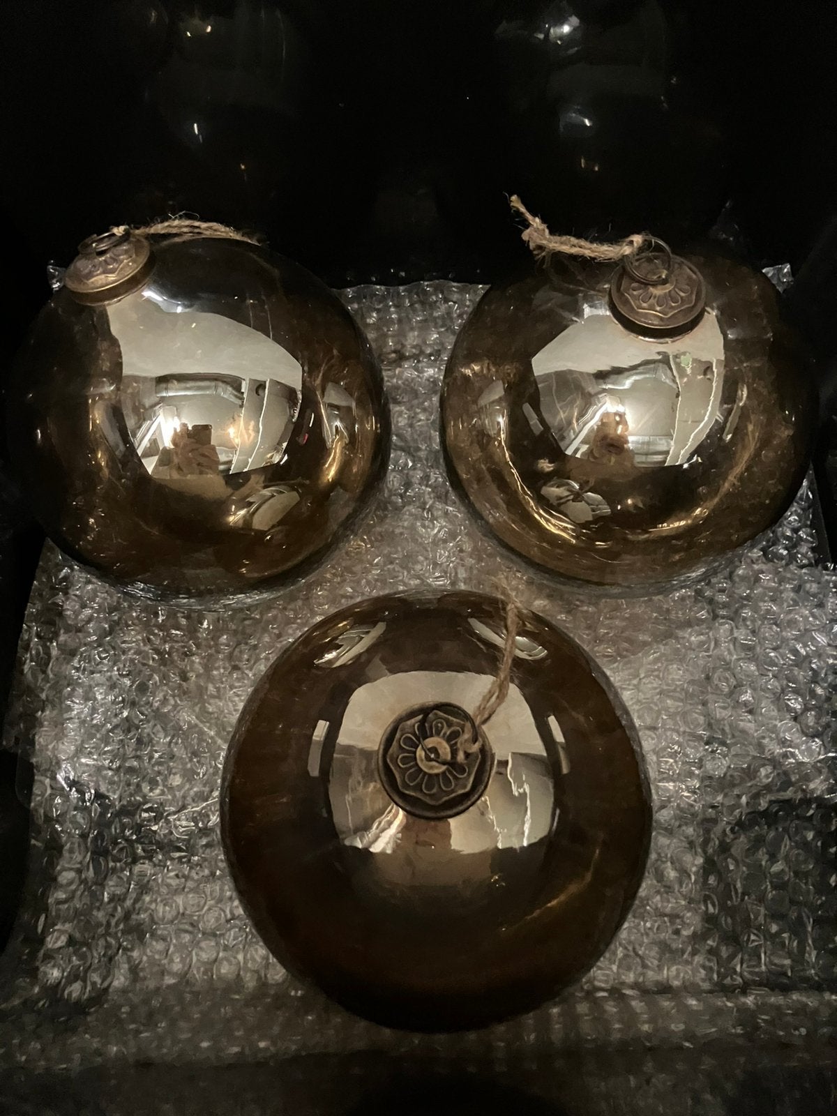 3 mooie glazen authenieke kerstballen Aura Peeperkorn NIEUW, Ophalen, Nieuw