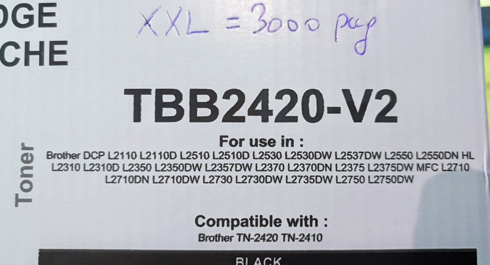 Toner cartridge Brother laserprinter zwart 3.000 pag., Ophalen of Verzenden, Cartridge