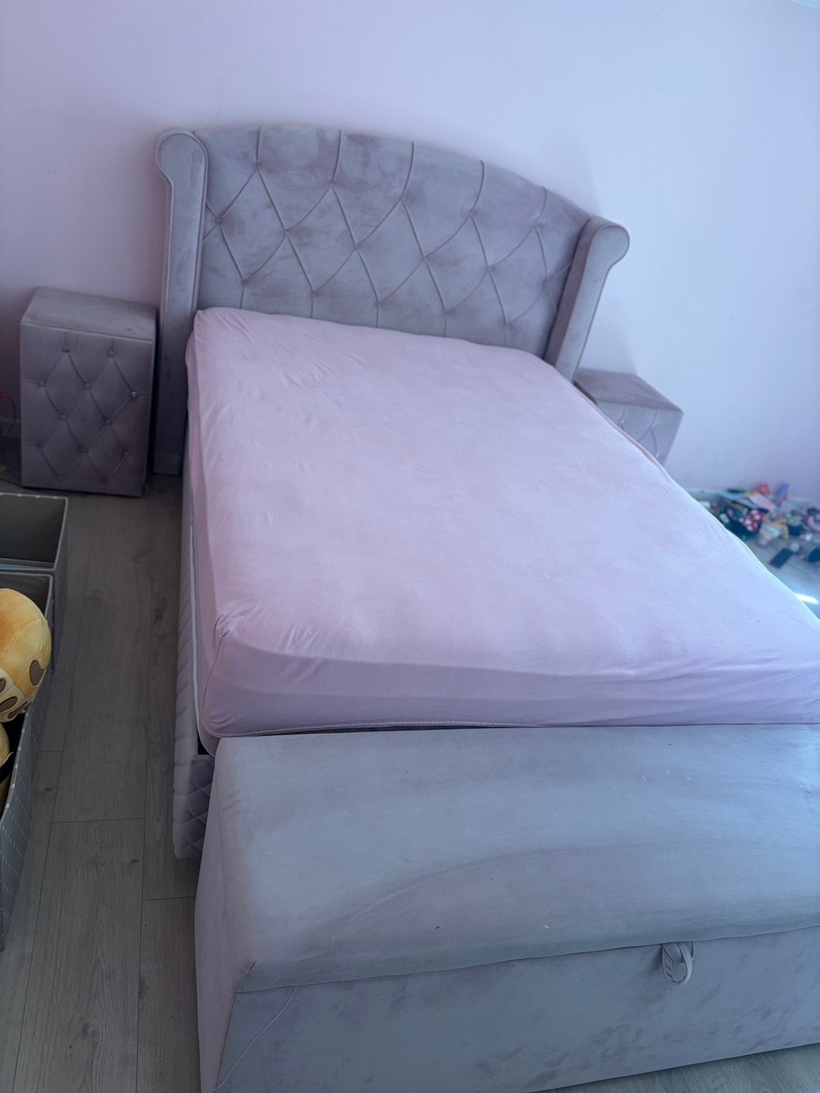 lit boxspring 140  190 cm avec rangement – complet, Huis en Inrichting, Slaapkamer | Boxsprings, Zo goed als nieuw, Ophalen