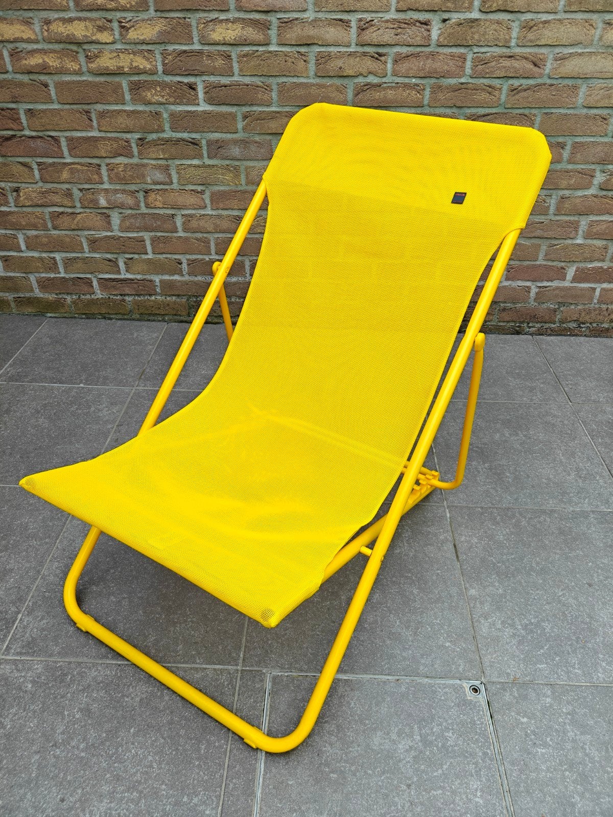 Chaise de plage jaune, réglable, marque Lafuma, Enlèvement ou Envoi, Comme neuf, Métal, Réglable