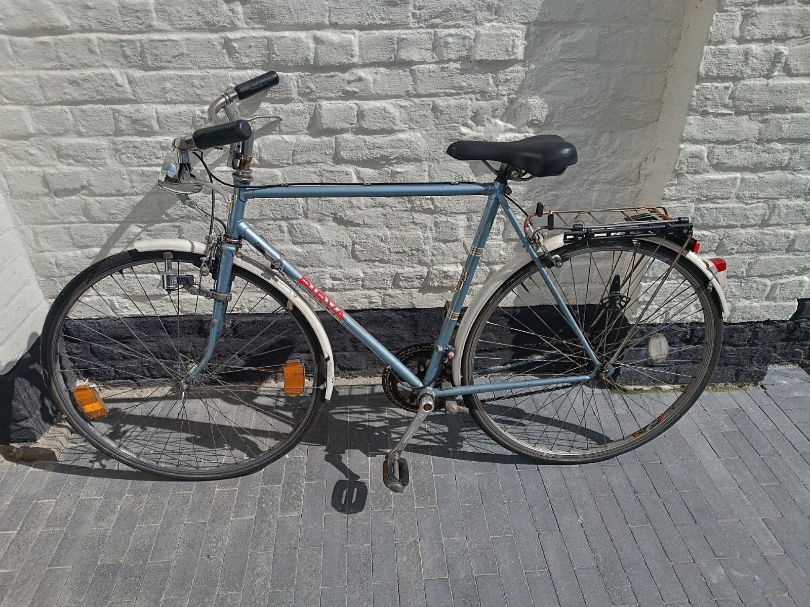 Vintage herenfiets Pirva - Lichtblauw, Autres marques, 10 à 15 vitesses, Frein sur jante, 57 à 61 cm