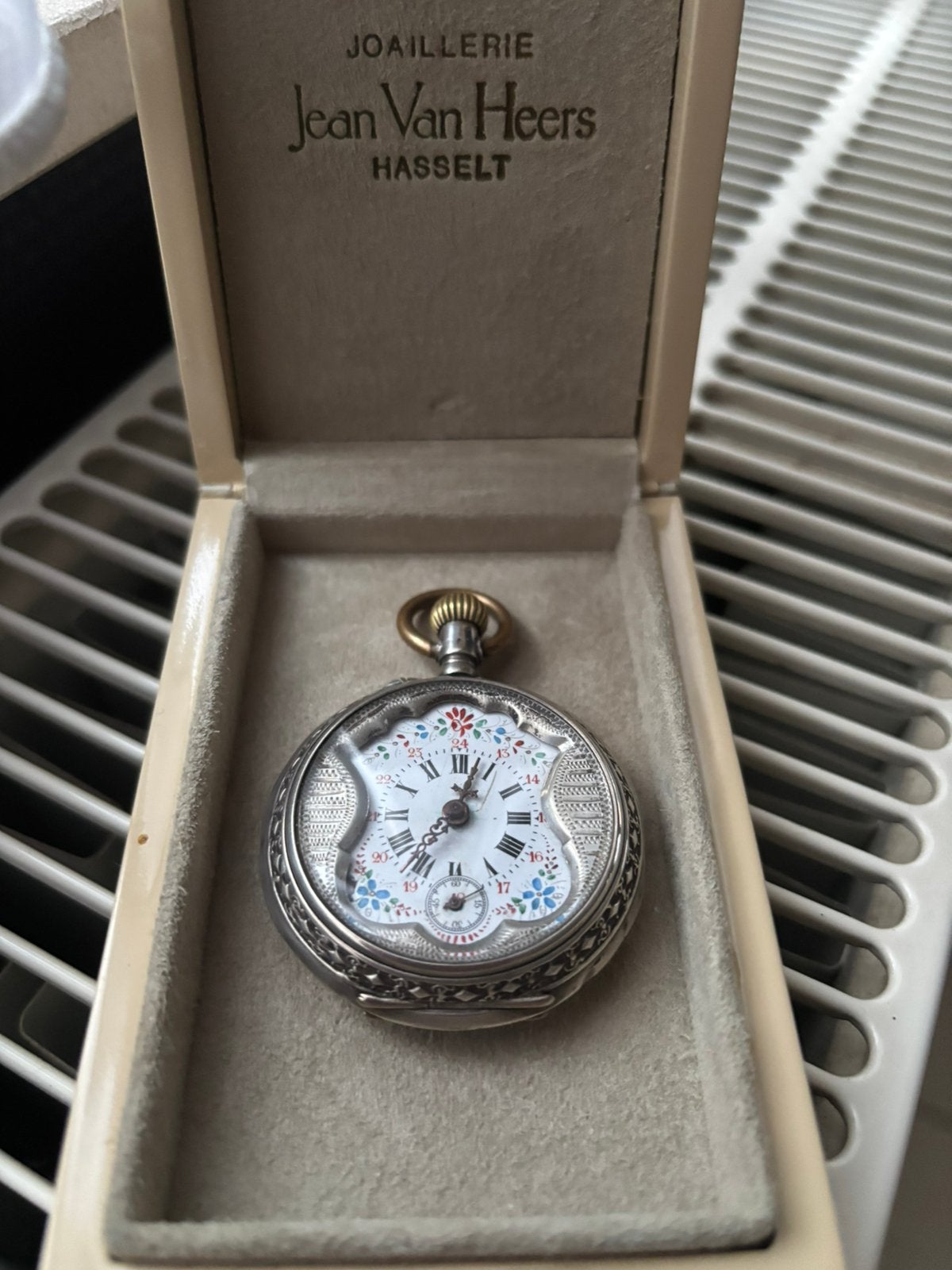 Victoriaans zakhorloge zilver zeldzaam., Ophalen of Verzenden, Gebruikt