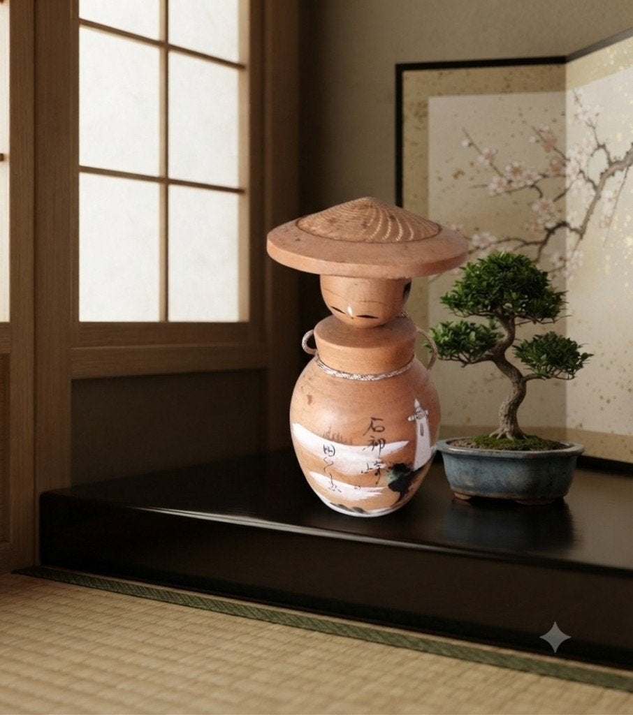 Leuke Omiyage Bobblehead Kokeshi, Hout, Verzenden, Japan, Meerkleurig