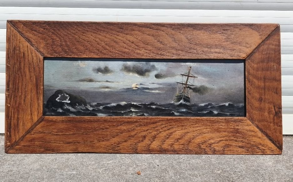 Huile sur toile marine monograme a v, Enlèvement ou Envoi, Toile