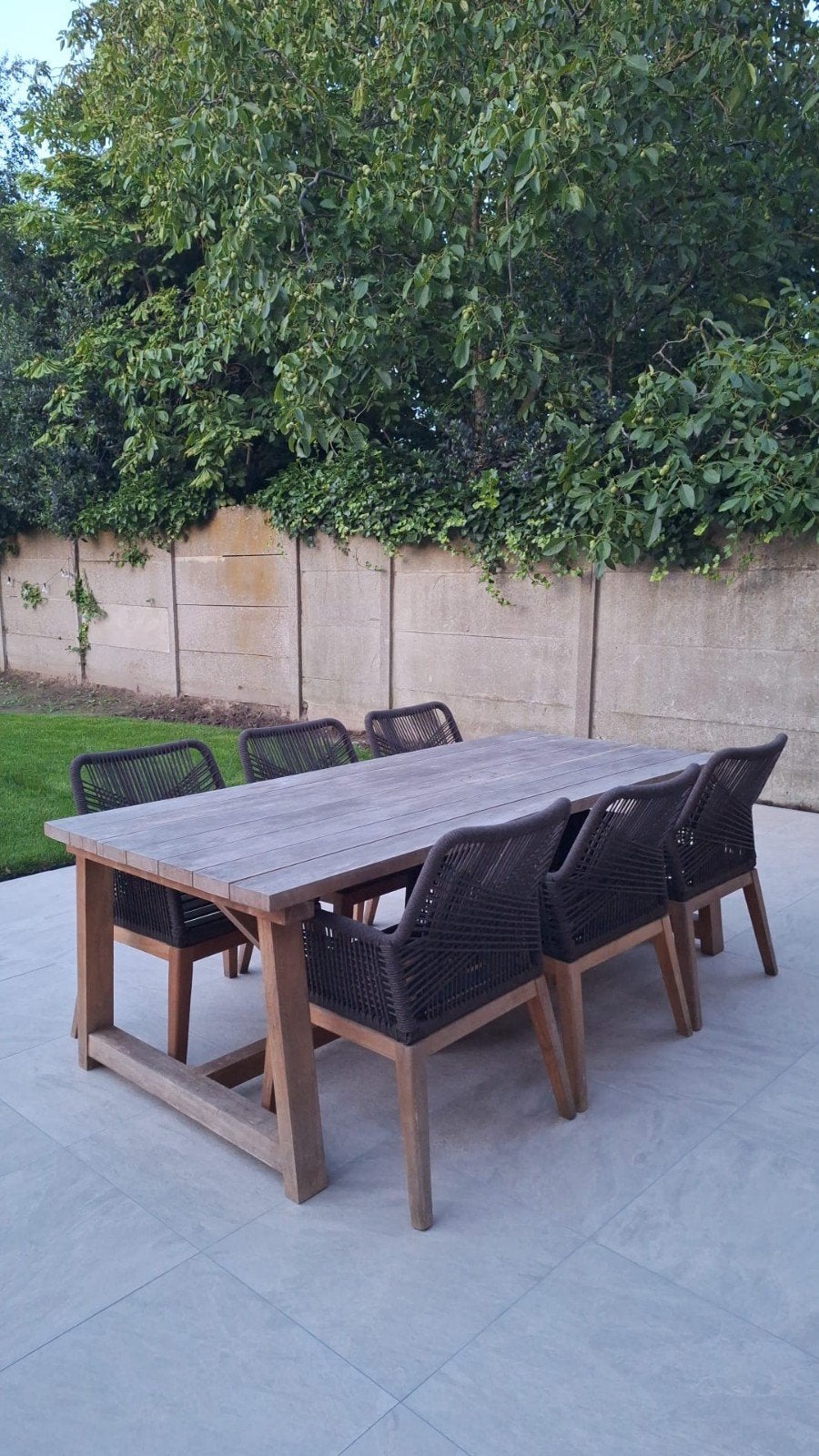 Teakhouten tuinset met 6 rope diningstoelen, Tuin en Terras, Tuintafels, Ophalen, Teakhout
