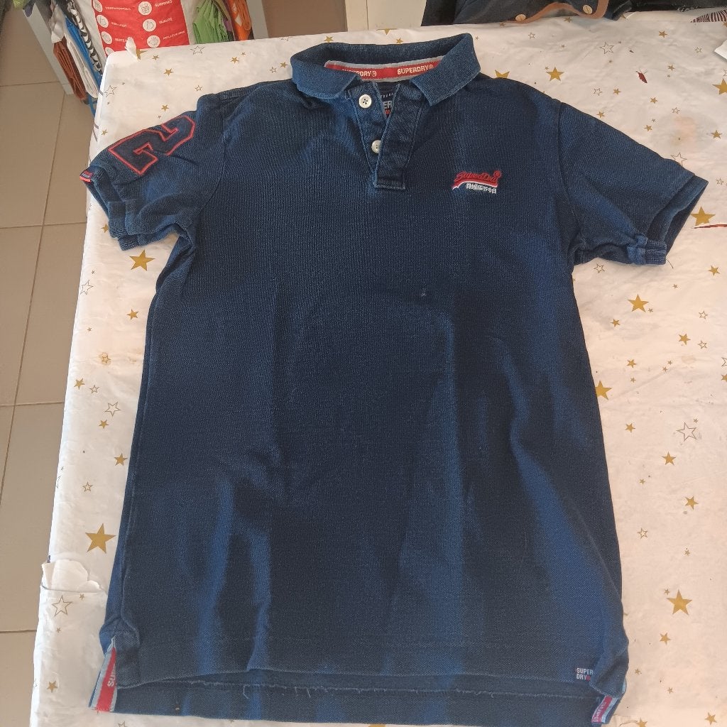 Polo bleu homme Superdry L, Enlèvement ou Envoi, Porté, Taille 52/54 (L), Bleu