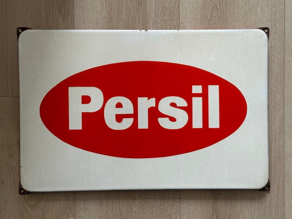 Panneau publicitaire en émail Persil Henkel, Enlèvement ou Envoi, Utilisé, Panneau publicitaire
