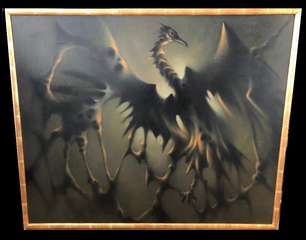 Gesigneerd schilderij surrealisme uit collectie erfenis., Antiek en Kunst, Kunst | Schilderijen | Modern, Ophalen, Gesigneerd