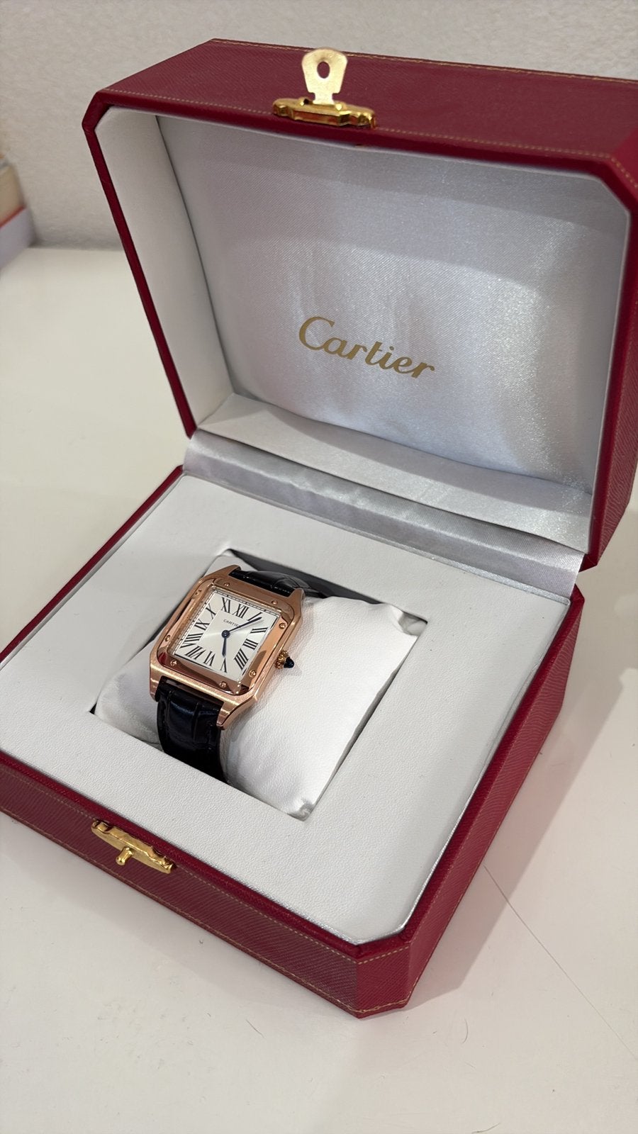 Montre Cartier Santos Dumont Rose 38 mm, Bijoux, Sacs & Beauté, Enlèvement ou Envoi, Neuf