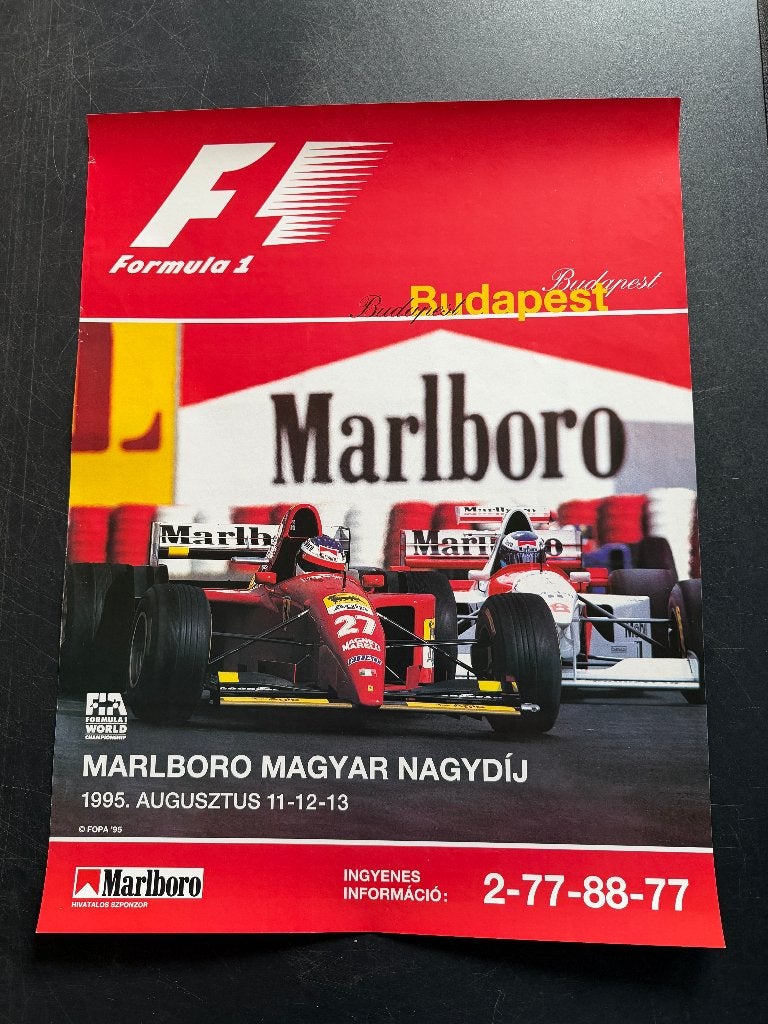 poster F1 Hongarije 1995 Ferrari McLaren, Verzamelen, Ophalen of Verzenden, Formule 1