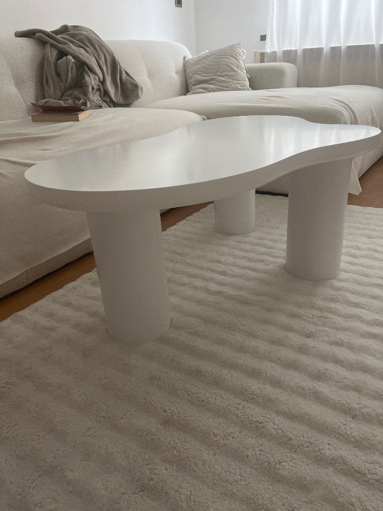 Salontafel asymmetrisch wit, Huis en Inrichting, Tafels | Salontafels, Ophalen, Japandi, 100 tot 150 cm, Nieuw