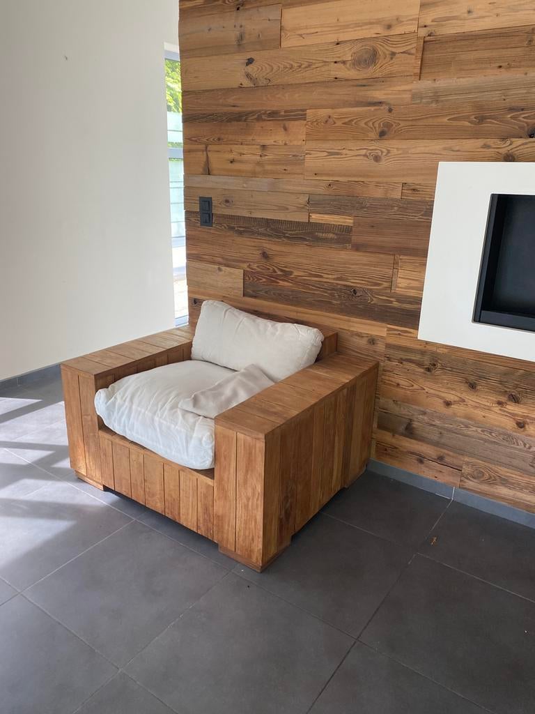 Stoel in steigerhout, Tuin en Terras, Ophalen, Zo goed als nieuw, Steigerhout, Stoel