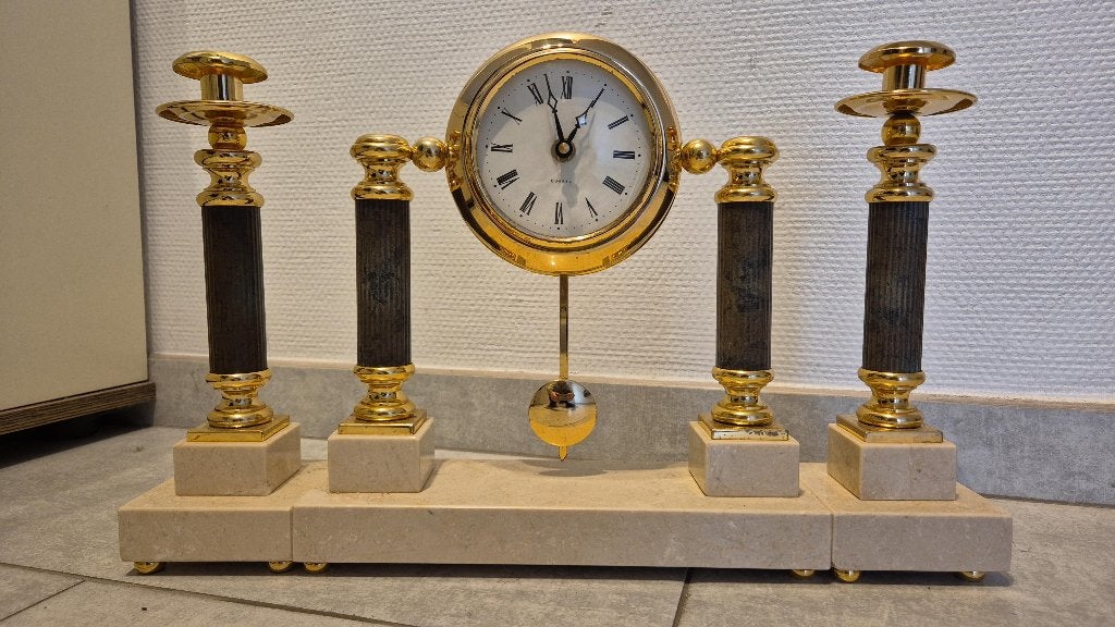 Klok Guartz "Hermle" - made in west Germany , heel mooi >, Ophalen, Goud, Klassiek, Zo goed als nieuw