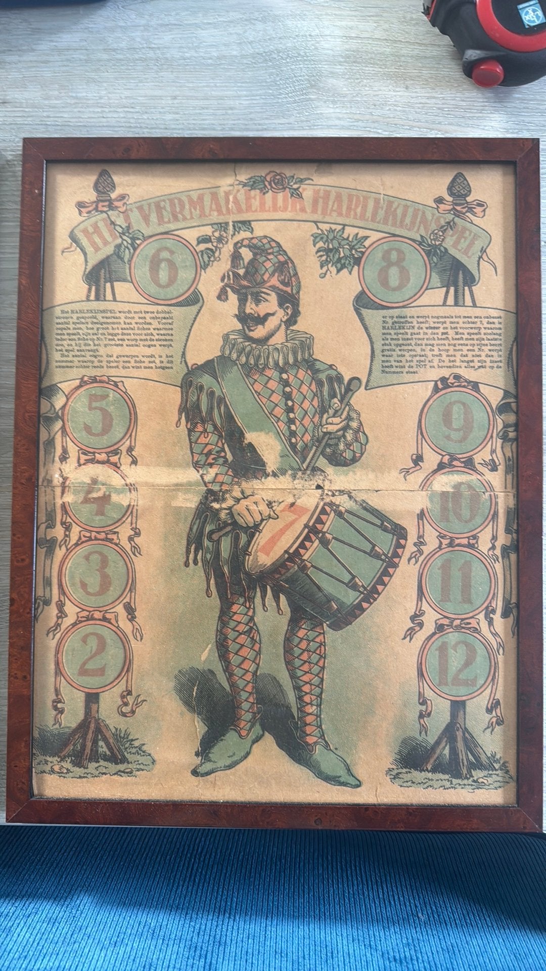 Lithografie van een bordspel, Ingelijst, Portret en Figuren, Ophalen of Verzenden, Lithografie