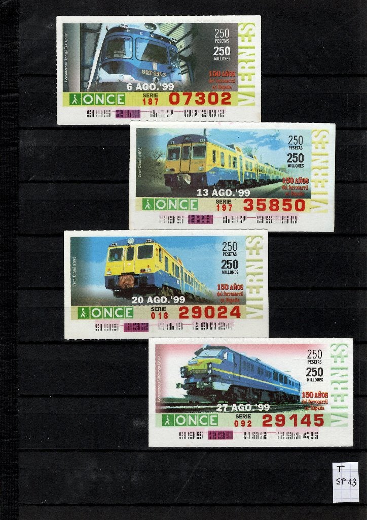 Loterijtickets voor Spanje + treinen (5), Verzenden, Gebruikt, Trein, Overige typen
