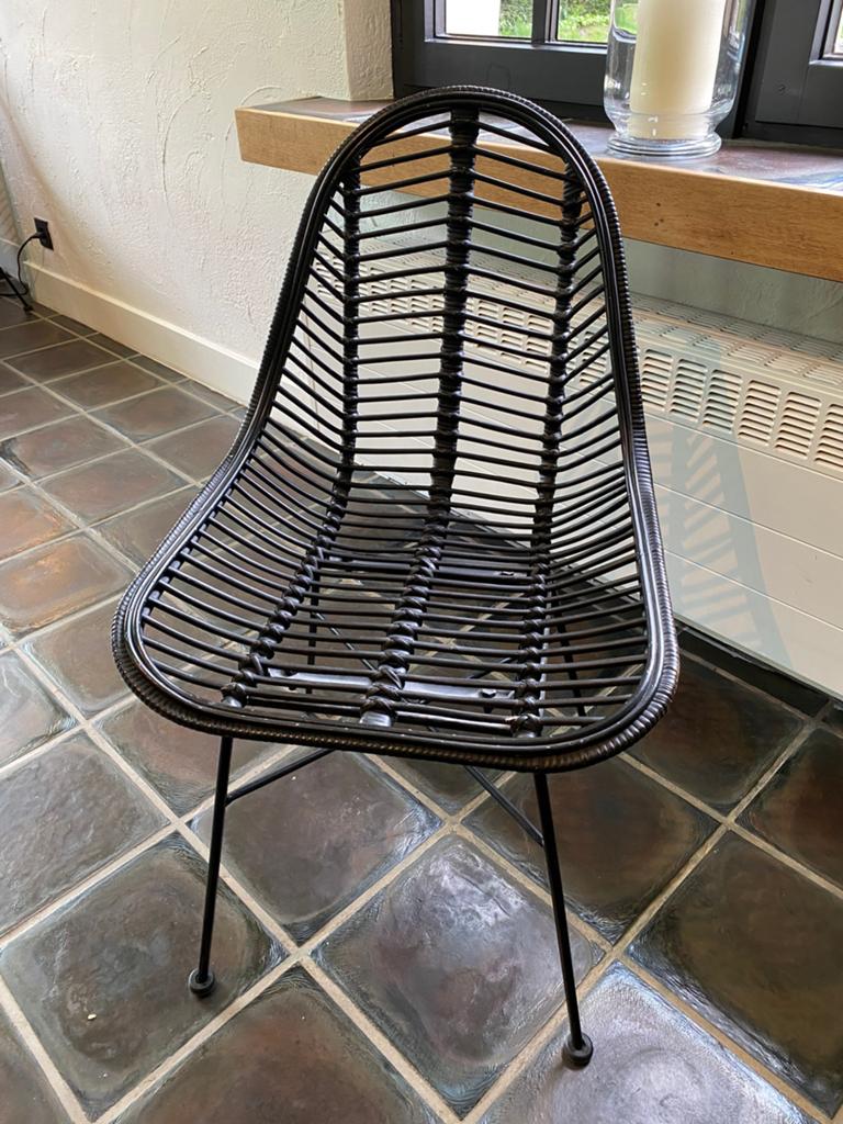 TOPPER 8 eetkamer stoelen, zwart riet, topstaat, Ophalen, Zo goed als nieuw, Zwart