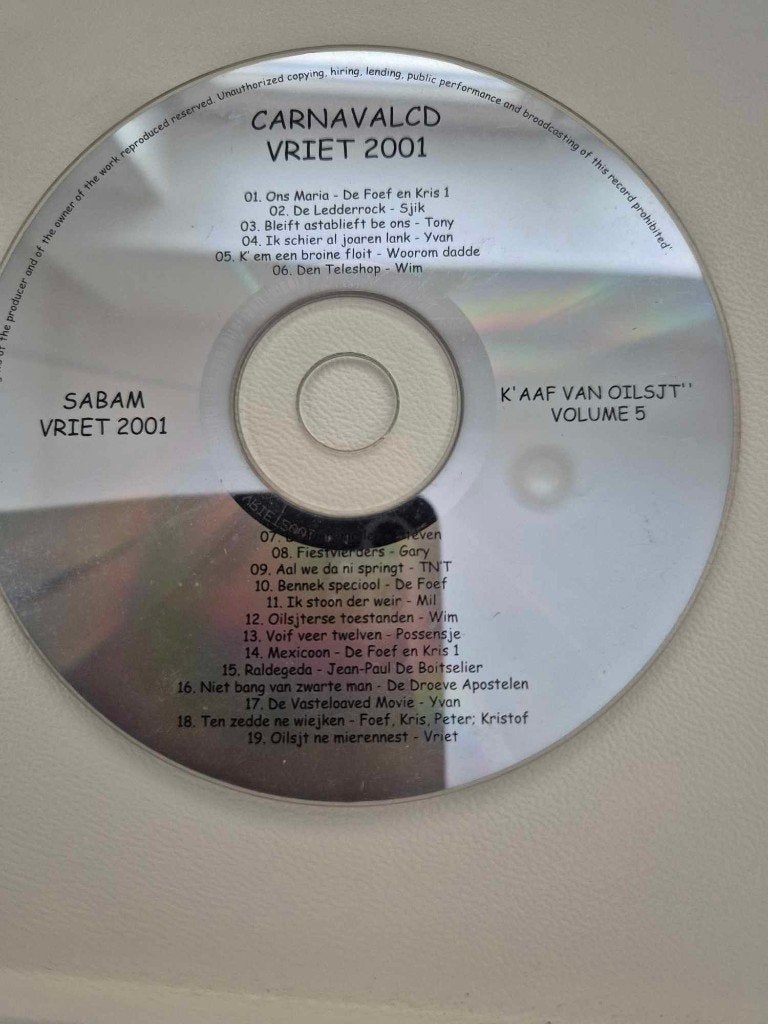 Carnaval Aalst CD Vriet 2001, Cd's en Dvd's, Ophalen of Verzenden