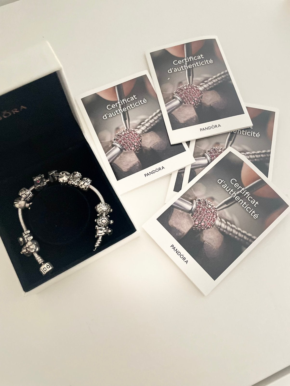 Bracelet Pandora, Comme neuf, Enlèvement, Argent, Avec bracelets à breloques ou perles