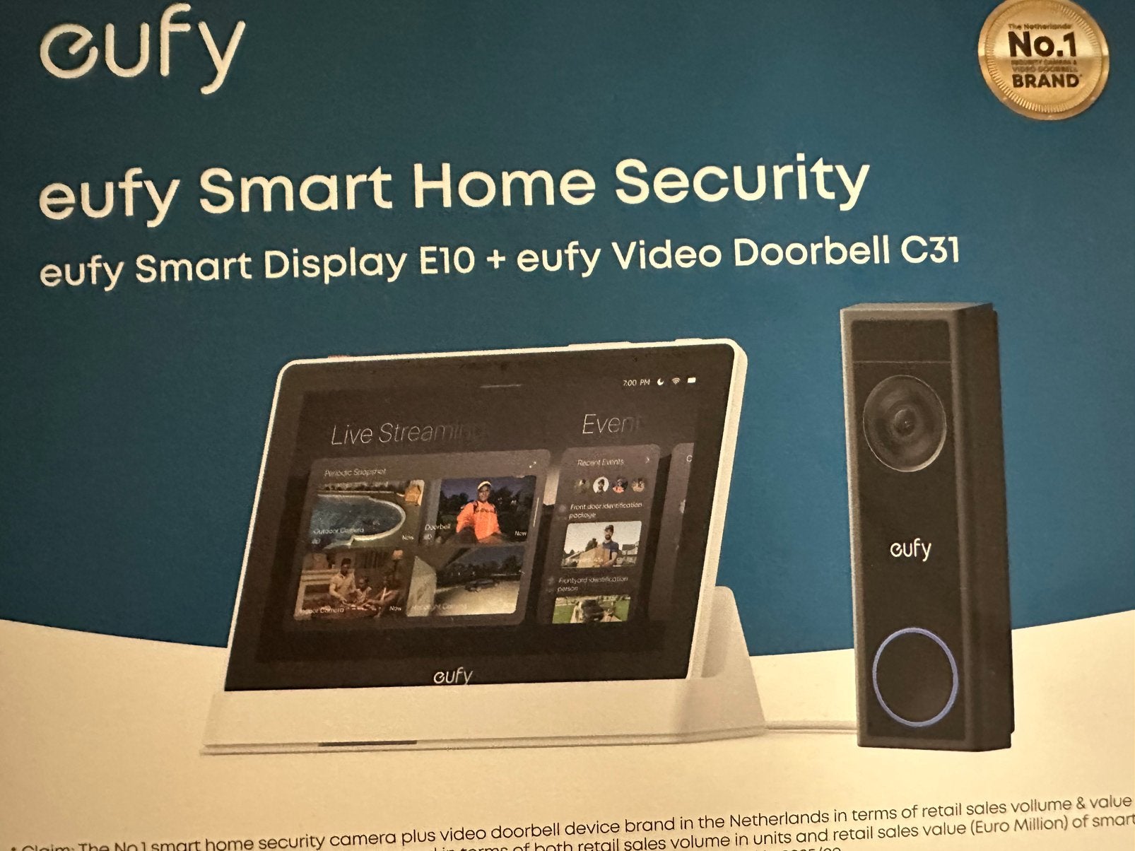 Eufy videodeurbel C31 en smart Display E10 gloednieuw, Ophalen, Bewegingsdetectiesensor, Nieuw, Draadloos