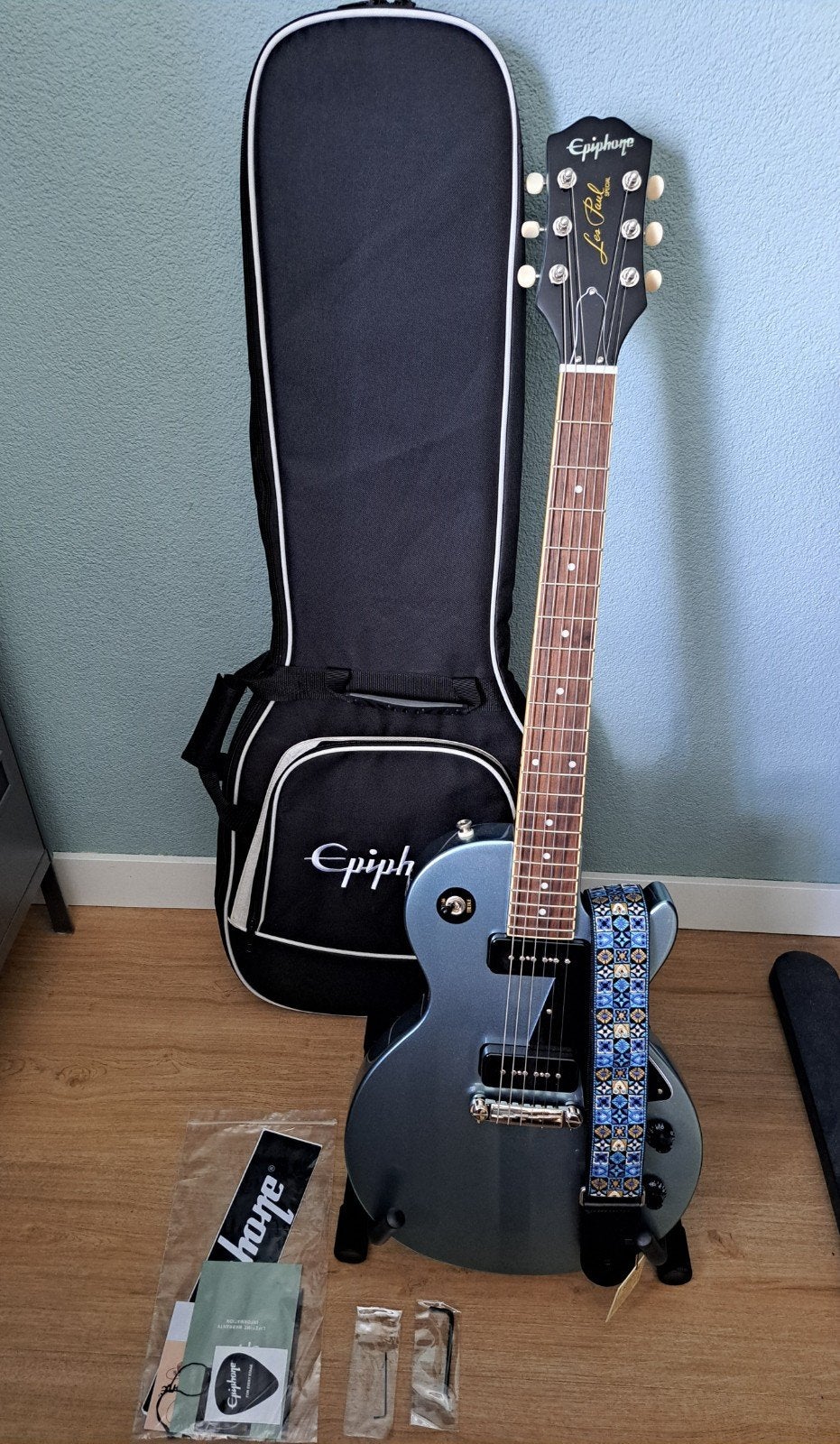 Epiphone Les Paul spécial pelham bleu + accessoires (échange, Musique & Instruments, Enlèvement, Comme neuf, Solid body, Epiphone