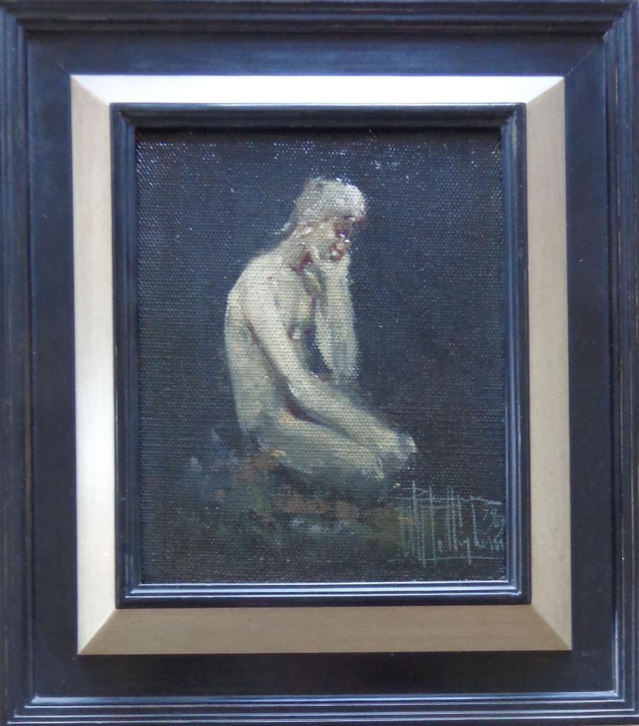 ROGER VAN BELLEGHEM / NAAKTE VROUW / OLIEVERF 34x30cm KADER, Enlèvement ou Envoi