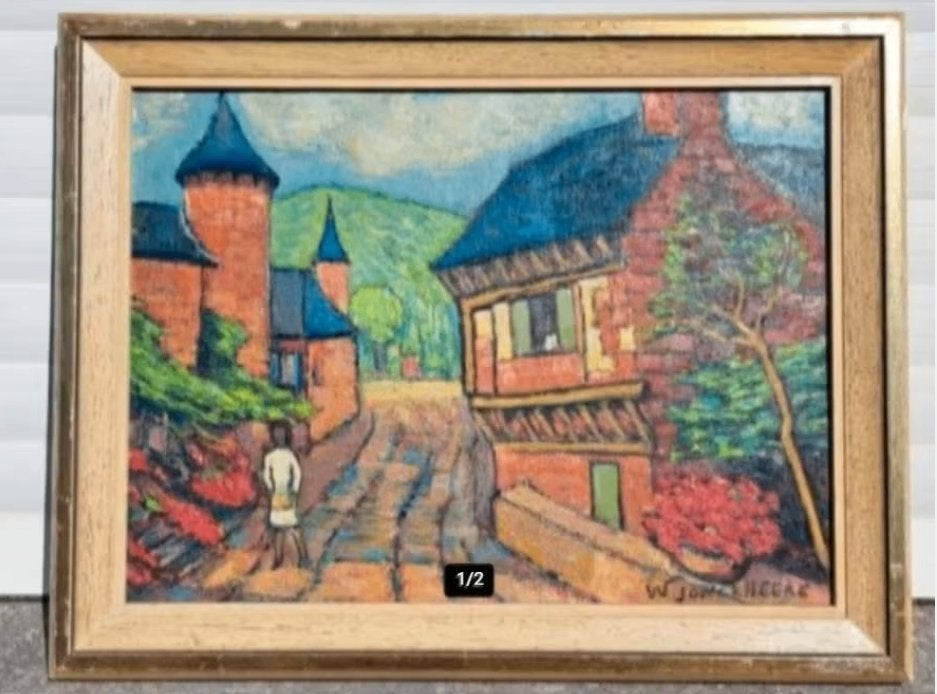 Huile sur toile Collonges la rouge signe walter jonckheere, Ophalen of Verzenden, Doek