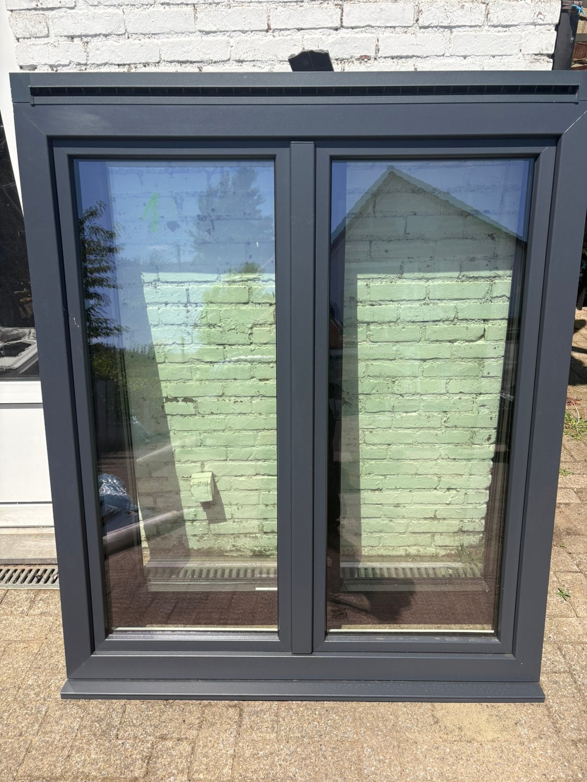 Pvc raam antraciet nieuw, Ophalen, Nieuw, Gevelraam of Ruit, Dubbelglas