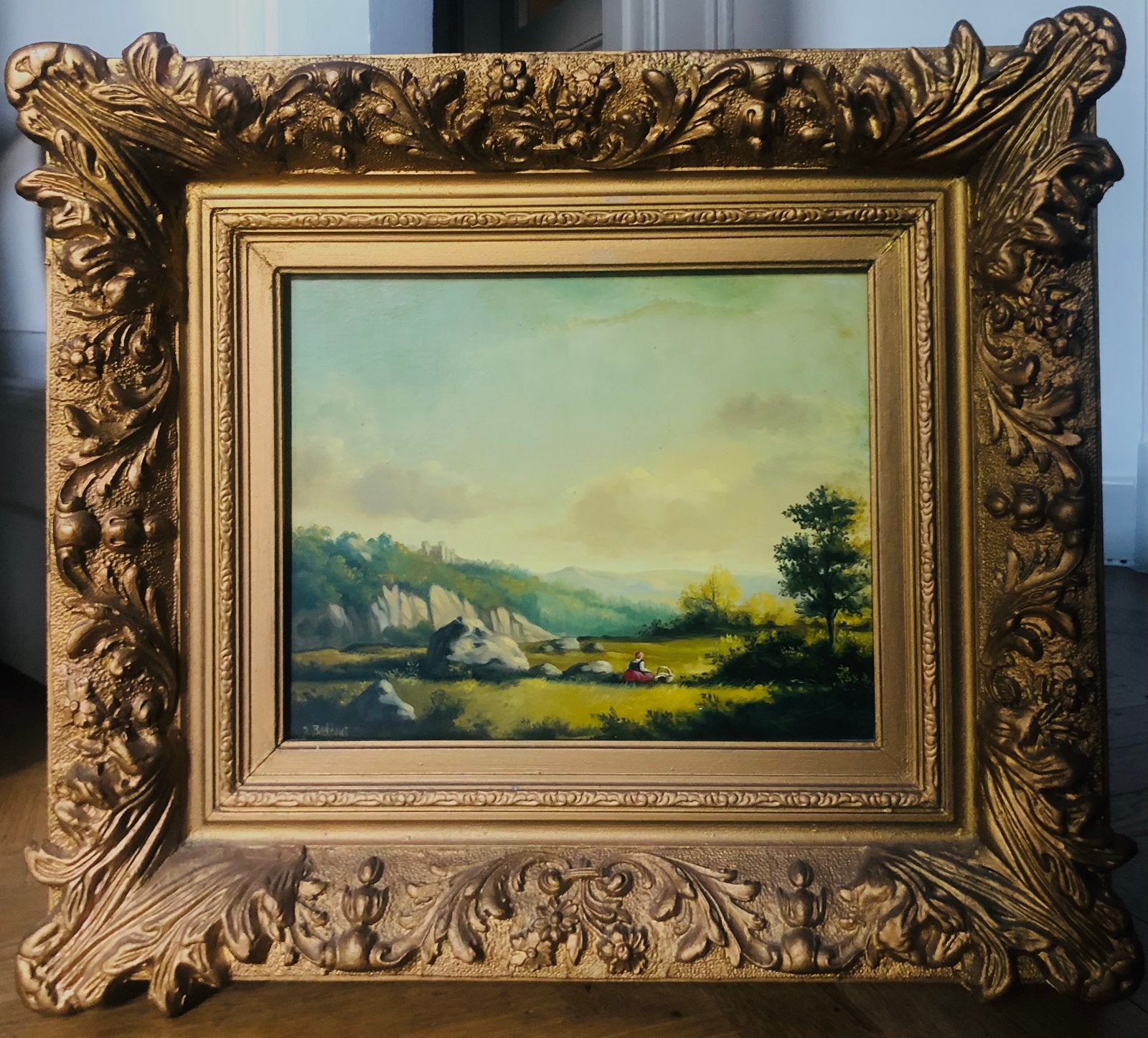 Jan Beekhout (*1937), paysage romantique, Antiquités & Art, Enlèvement ou Envoi, Peinture à l'huile, Panneau, Paysage