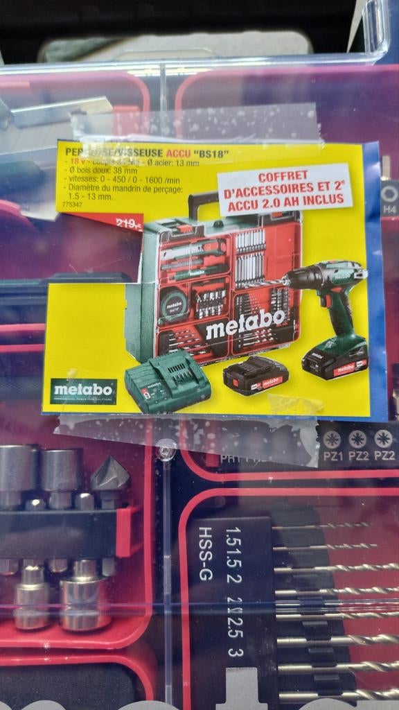 Perceuse/ visseuse Metabo NEUVE coffret complet, Bricolage & Construction, Outillage | Autres Machines, Enlèvement