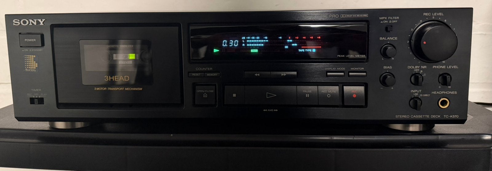 Platine cassette 3 tetes Sony TC-K 570, TV, Hi-fi & Vidéo, Enlèvement, Comme neuf