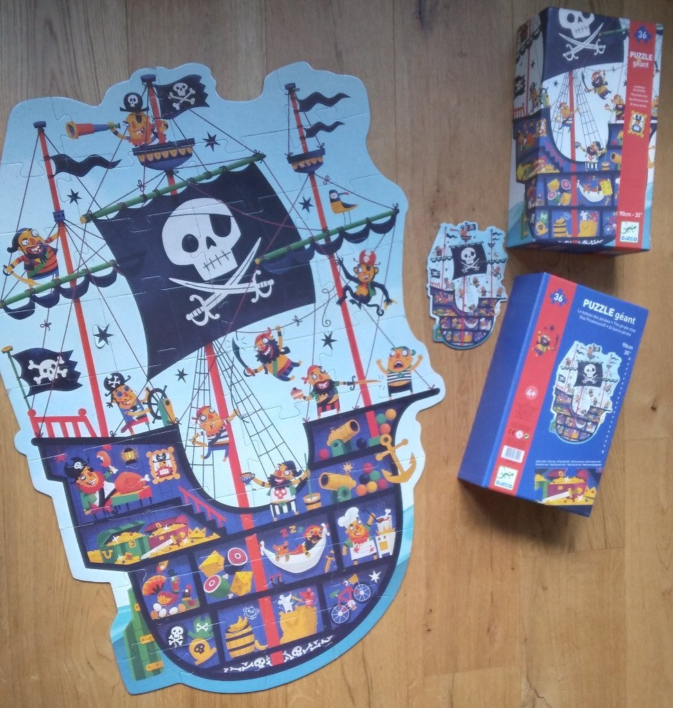 Puzzle Le bateau des pirates/ De piratenboot - Djeco [4+], Enlèvement, 10 à 50 pièces, Utilisé, 4 à 6 ans