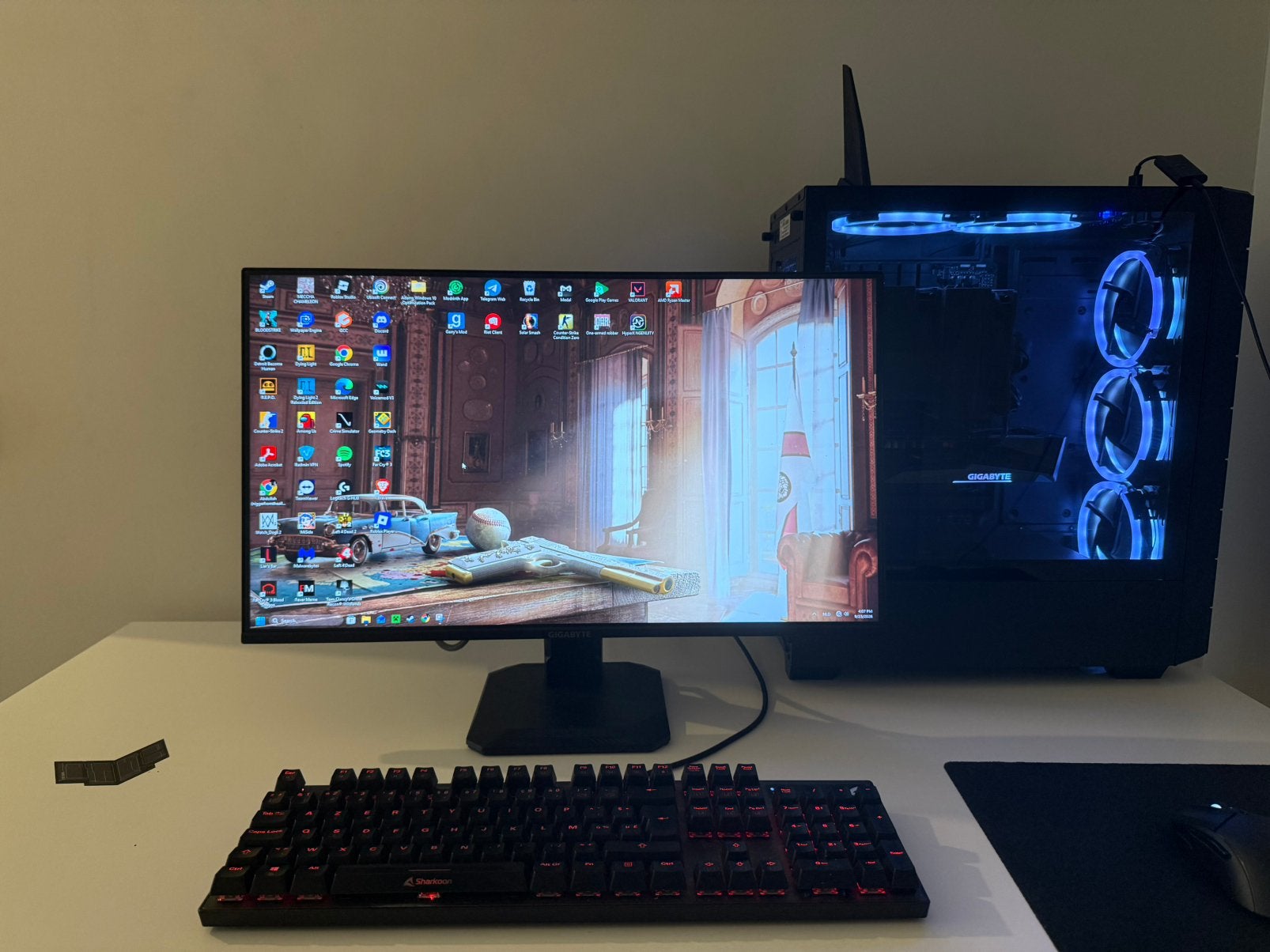 Gaming pc + gaming monitor, 32 GB, Avec carte vidéo, Comme neuf, 4 Ghz ou plus