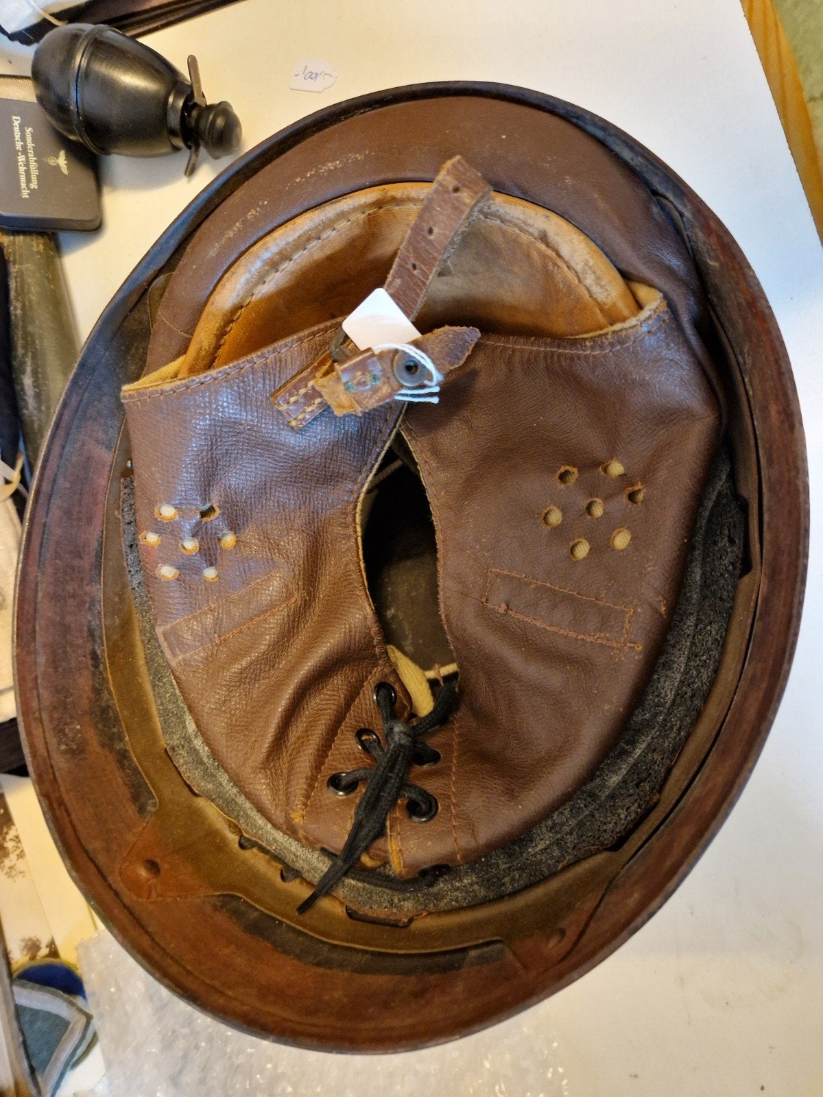 Britse moto helm origineel 1949 compleet met binnenwerk, Collections, Objets militaires | Général, Enlèvement ou Envoi